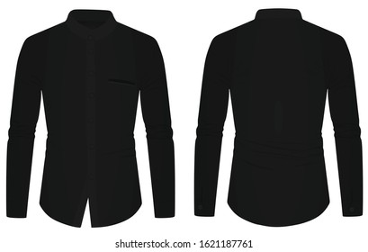 Black long sleeve collared shirt. vector illustration