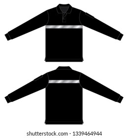 Black long sleeve polo shirt vector
: Reflective Front and Back View