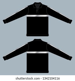 Black long sleeve polo shirt vector
: Reflective Front and Back View
