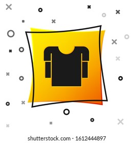 Black Long sleeve shirt icon isolated on white background. Yellow square button. Vector Illustration