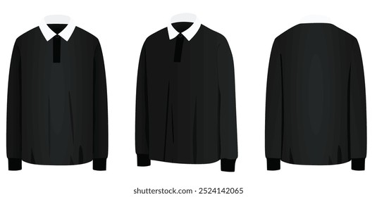 Black  long sleeve t shirt. vector illustration