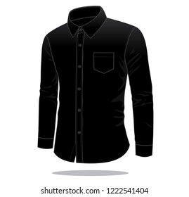 Black Long Sleeve Uniform Shirt for Template Vector, Perspective View