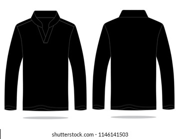 Black Long Sleeve  V-Neck Shirt