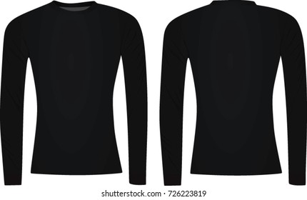 Black long sleeved t shirt. vector illustration