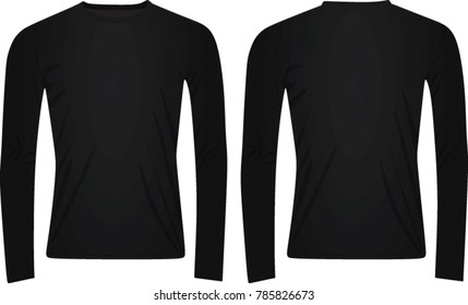 Black long sleeved t shirt. vector illustration