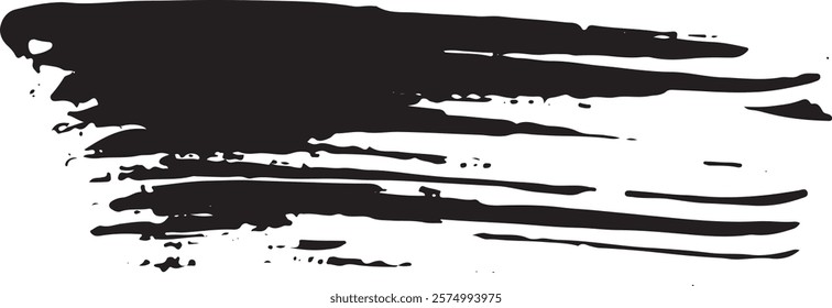 black long smooth stroke made with a brush with fine lines and rough, for a variety of designs