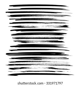 Black long strokes set isolated on white background