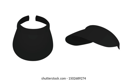 Black  long visor cap. vector illustration