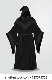 Black long wizard uniform. vector illustration