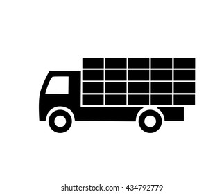 Black lorry silhouette - vector illustration.
