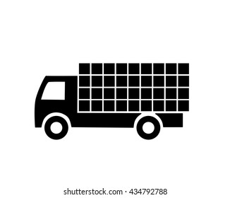 Black lorry silhouette - vector illustration.
