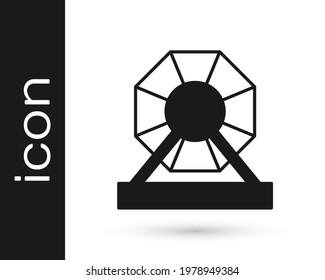 Black Lottery machine icon isolated on white background. Lotto bingo game of luck concept. Wheel drum leisure.  Vector
