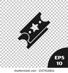 Black Lottery ticket icon isolated on transparent background. Bingo, lotto, cash prizes. Financial success, prosperity, victory, winnings luck.  Vector Illustration