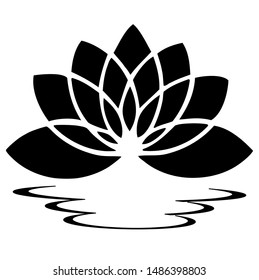 Black lotus blossom logo, 7 lotus petals, black line vector For advertising trademarks or logos