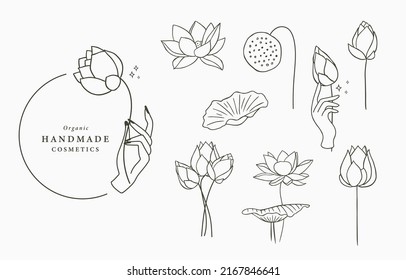 Black lotus flower outline Vector illustration for icon,sticker,printable and tattoo beauty