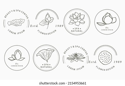 Black lotus flower outline.Vector illustration for icon,sticker,printable and tattoo