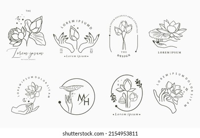 Black lotus flower outline.Vector illustration for icon,sticker,printable and tattoo