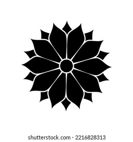Black lotus icon. Indian lotus isolated vector sign.