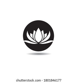Diseño de icono vectorial de la plantilla del logotipo del loto negro