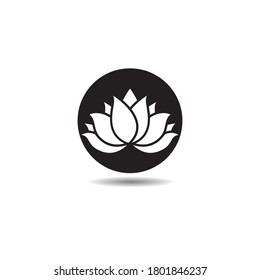Diseño de icono vectorial de la plantilla del logotipo del loto negro