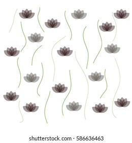 Black Lotuses on White Background