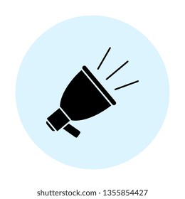 black loudspeaker icon. vector audio, music, voice, sound symbol in blue circle on white background. eps 10