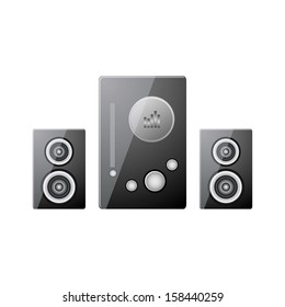 black loudspeaker isolated on white background,  vector illustration