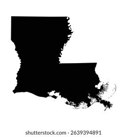 Black Louisiana map on white background vector