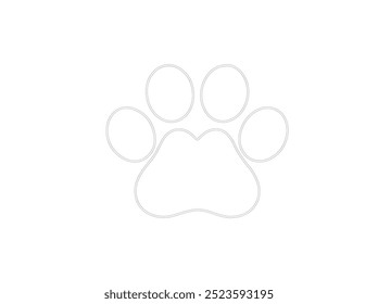 Black love paw print with dog silhouette Dog paw isolated on white love icon vector illustration isolated on white background.