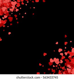 Los negros adoran el fondo de San Valentín con los corazones rojos y rosados. Ilustración vectorial.