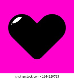Iconos vectores de amor negros en fondo rosa