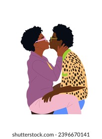 Vector de Besada de Pareja Negra sobre blanco.