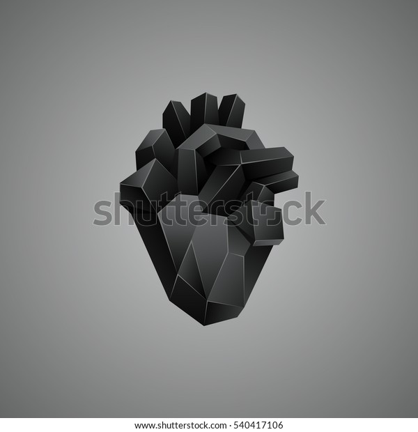 Coeur Noir Low Poly Humain Sur Fond Image Vectorielle De Stock Libre De Droits