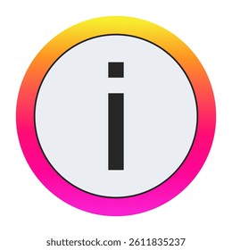 Black Lowercase letter i on light background with vibrant gradient circular frame, ideal for creative, fashion, or modern business branding.