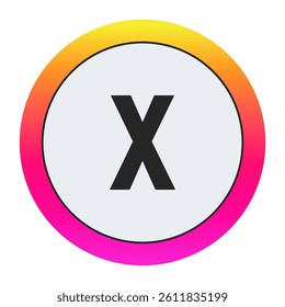 Black Lowercase letter x on light background with vibrant gradient circular frame, ideal for creative, fashion, or modern business branding.