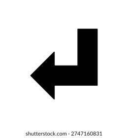 A black L-shaped arrow icon pointing to the left, commonly used for back or undo functions.