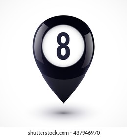 Black Lucky Map Point In Magic 8 Ball Style