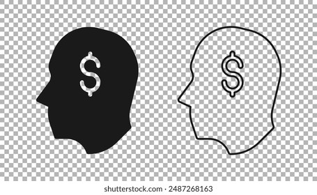 Black Lucky player icon isolated on transparent background.  Vector