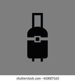 Black luggage icon vector illustration. Gray background