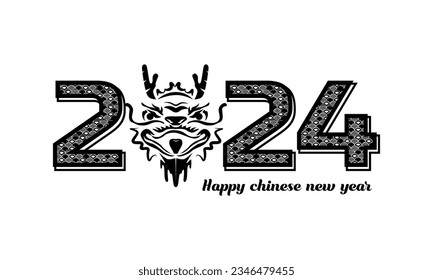 Black lunar new year 2024 dragon logo