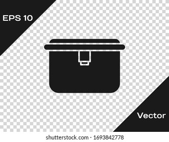 Black Lunch box icon isolated on transparent background. Vector Illustration