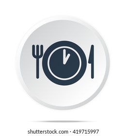 Black Lunch Time Icon On White Web Button