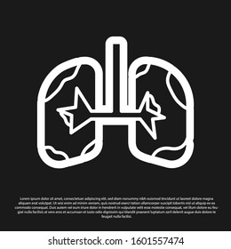Black Lungs icon isolated on black background.  Vector Illustration
