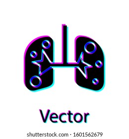 Black Lungs icon isolated on white background.  Vector Illustration