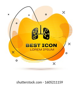 Black Lungs icon isolated on white background. Abstract banner with liquid shapes. Vector Illustration