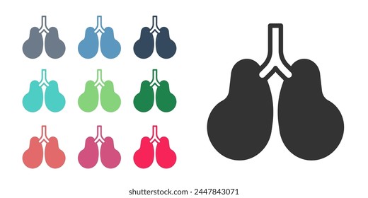 Black Lungs icon isolated on white background. Set icons colorful. Vector