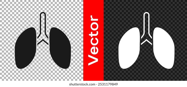 Black Lungs icon isolated on transparent background.  Vector