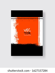 Black Lush Lava ink brush stroke on white background. Minimalistic style. Vector illustration of grunge element stains.Vector brushes illustration.