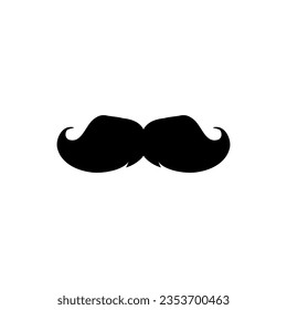 Black lush mustache element of vintage fashion and carnival mask, flat vector illustration isolated on white background. Gentleman mustache or whisker icon.