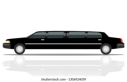 Black luxurious limousine vector illustration isolated on white background. limousines isolated on white. Premium people transportation.